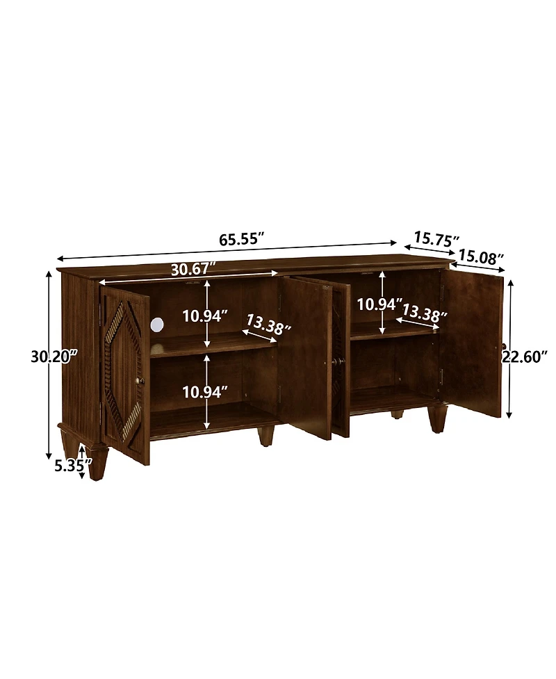 Streamdale Furniture Mid Century Modern Sideboard Buffet Cabinet - Walnut