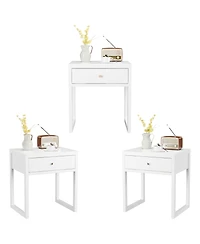Streamdale Modern White Nightstand with Drawer & Wood Knob