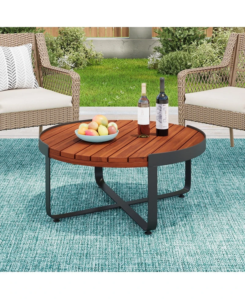 Streamdale Furniture Acacia Wood & Metal Outdoor Coffee Table