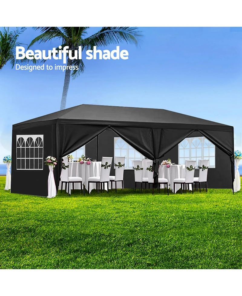 Streamdale Furniture 10x20' Wedding Party Canopy Tent with 6 Sidewalls - Black