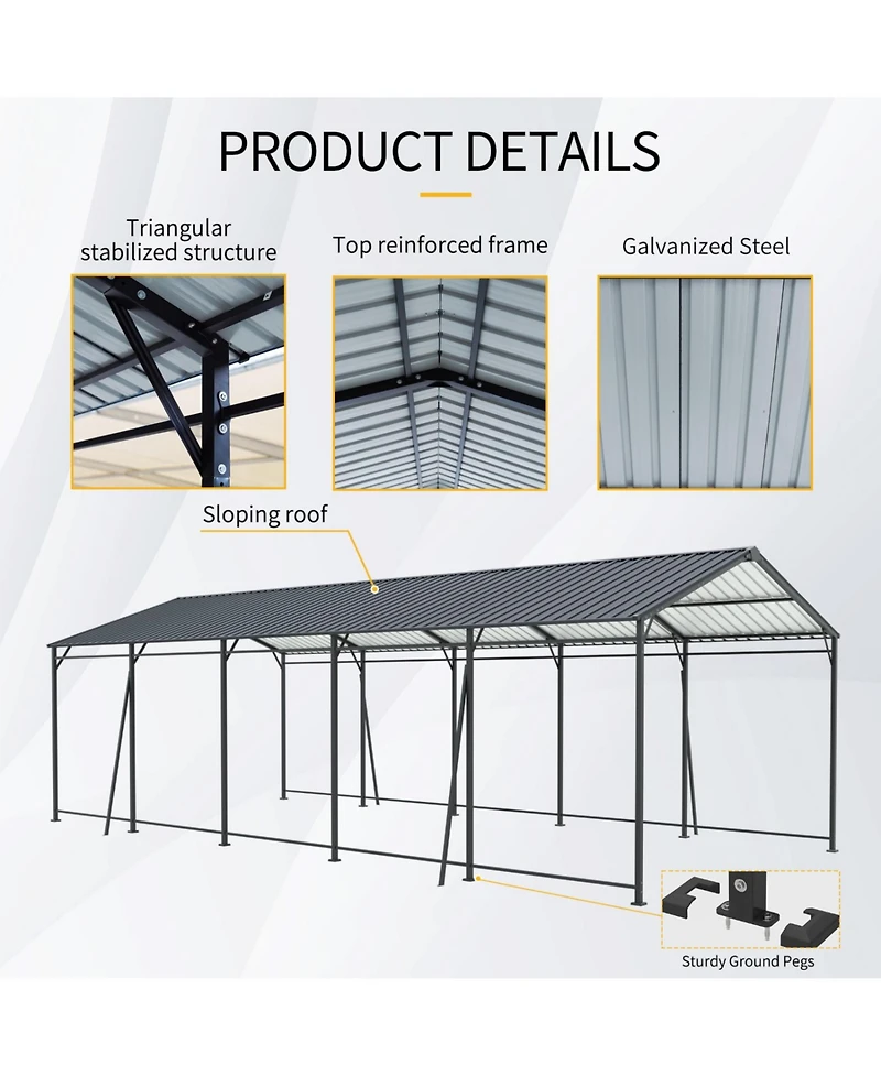 Streamdale Furniture Streamdale Heavy Duty 13x26.5 Ft Steel Carport Garage