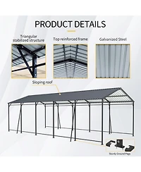 Streamdale Furniture Streamdale Heavy Duty 13x26.5 Ft Steel Carport Garage