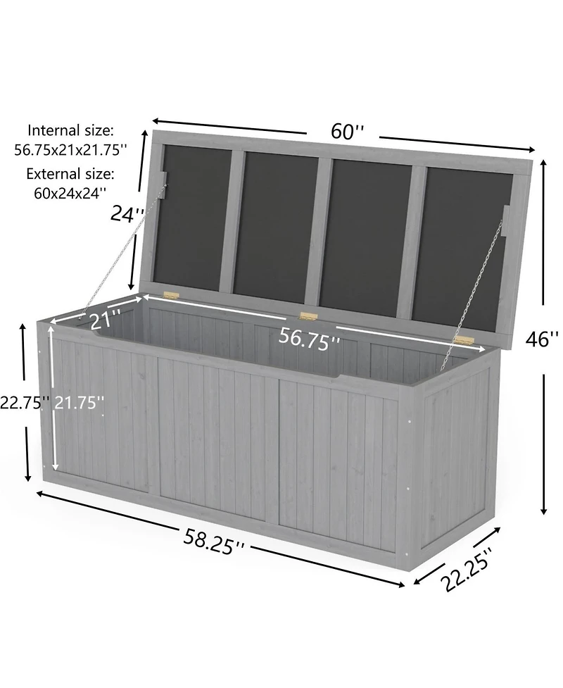 Streamdale 112 Gallon Wooden Deck Box - Outdoor Storage