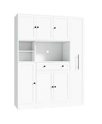 Streamdale White Buffet with Hutch & Pull-Out Side Cabinet