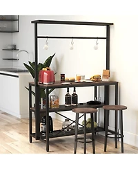 Streamdale Furniture Kitchen Island Baker's Rack Microwave Stand with Storage & 3 Hooks