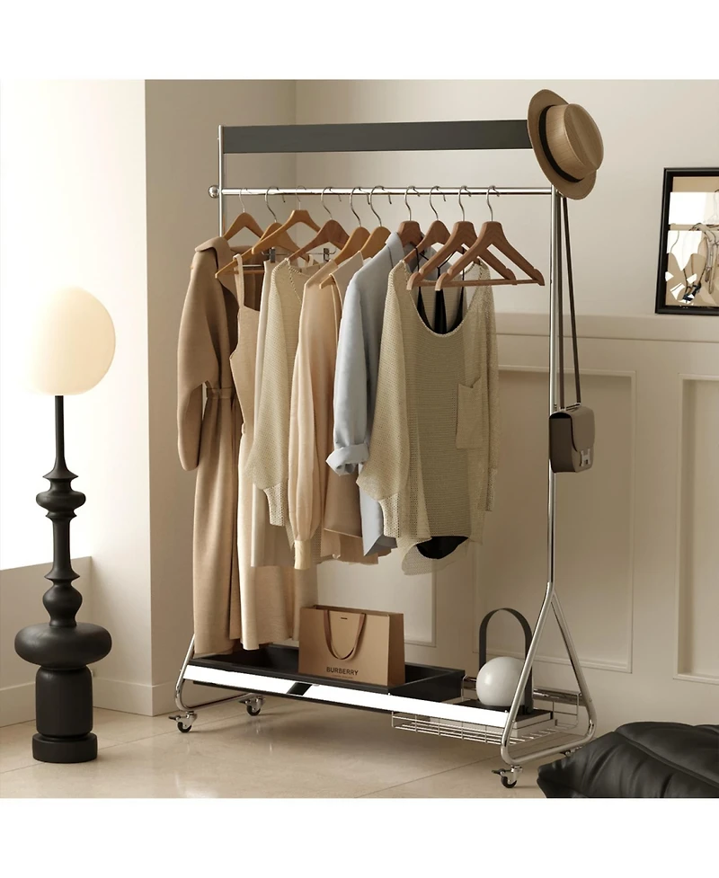 Streamdale Furniture Leon Black Clothes & Hat Rack - Retro Bedroom Storage