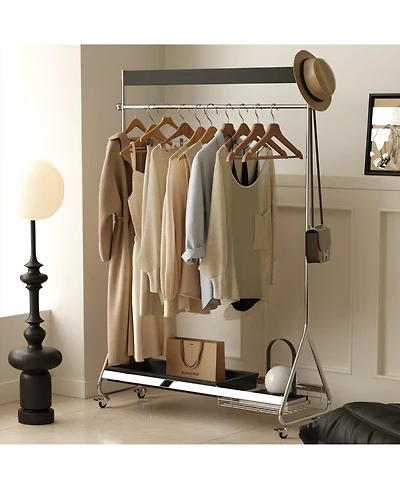 Streamdale Furniture Leon Black Clothes & Hat Rack - Retro Bedroom Storage