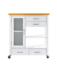 Streamdale Furniture Kitchen Island Cart - Rolling Storage Cabinet - White