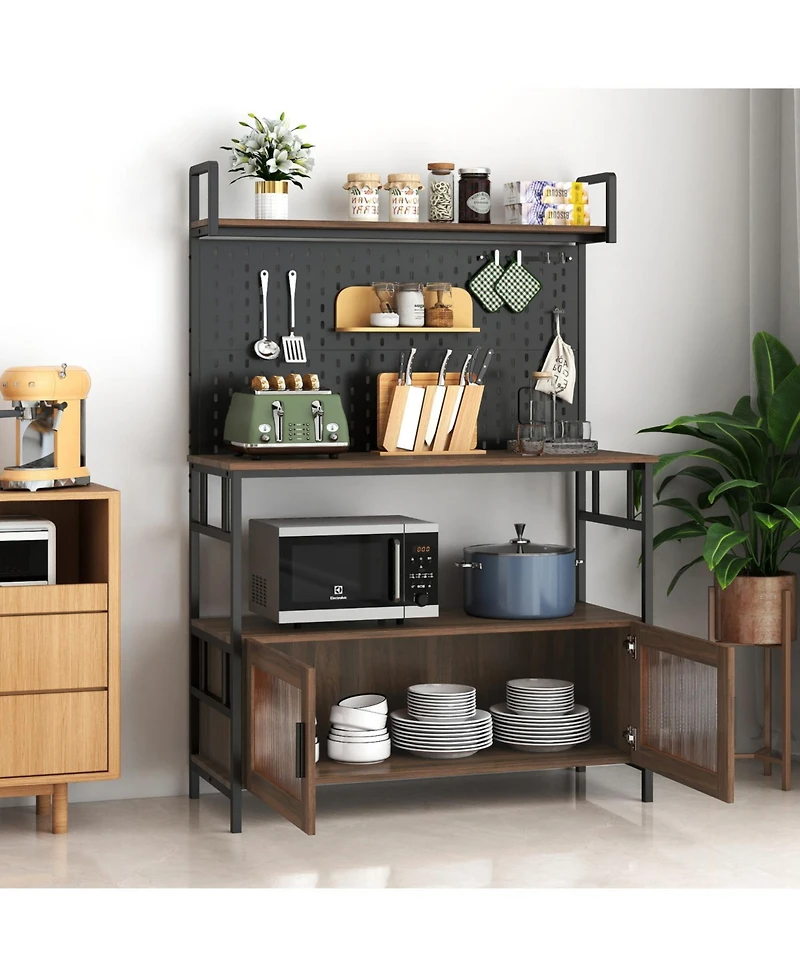 Streamdale Furniture Kitchen Bakers Rack with Door & Storage Shelf