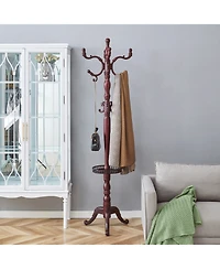 Streamdale Furniture Walnut Wood Coat Rack w/ Key Tray (Crabapple Option)