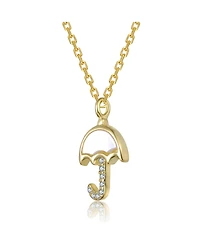 GiGiGirl 14K Gold Plated With Mother Of Pearl & Clear Cubic Zirconia Umbrella Design Pendant Necklace For Kids