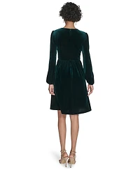 Jessica Howard Petite Balloon Sleeve Jewel Neck Dress