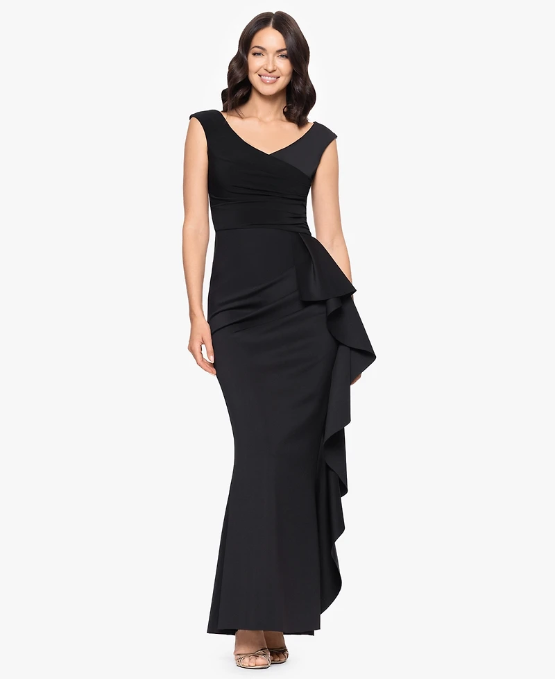 Betsy & Adam Petite Sleeveless Ruffle Detail Dress