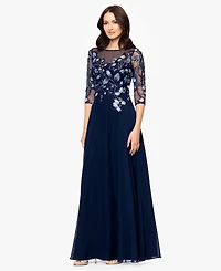 Betsy & Adam Petite A-Line Embroidered Dress
