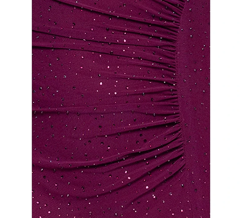 Betsy & Adam Petite Mock Neck Crinkle Detail Dress