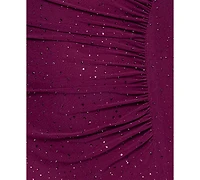 Betsy & Adam Petite Mock Neck Crinkle Detail Dress