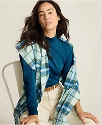 Lands' End Women's Relaxed Cotton Long Sleeve Mock Turtleneck
