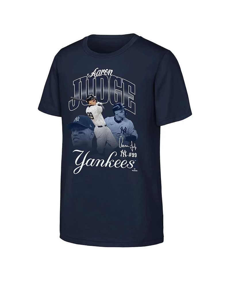 Outerstuff Big Boys and Girls Aaron Judge Navy New York Yankees Triple Player Graphic T-Shirt