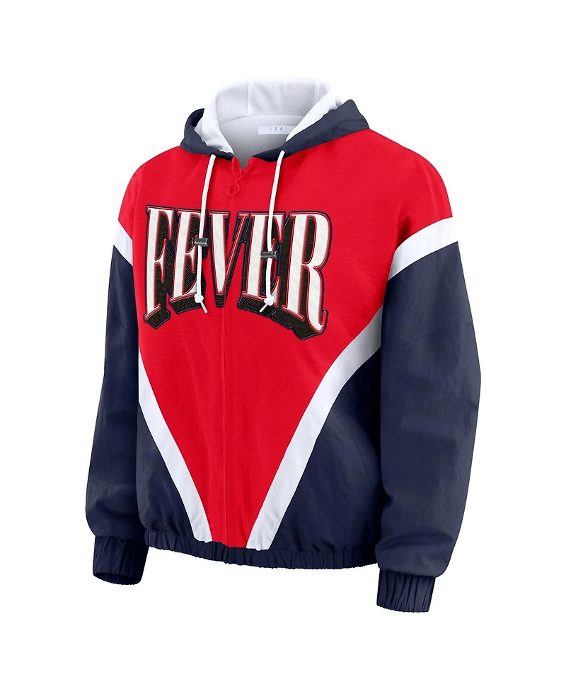 Wear by Erin Andrews Women's Blue/Red Indiana Fever Color Block Full-Zip Windbreaker Jacket