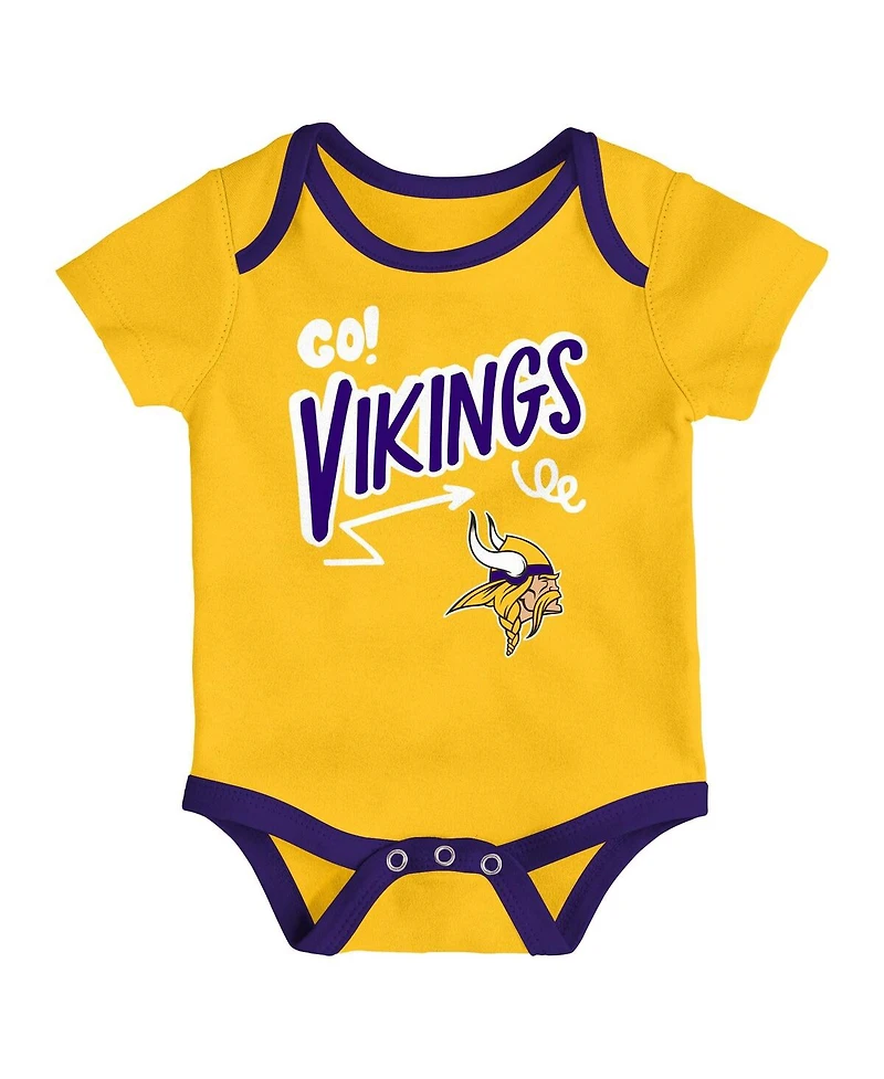 Outerstuff Infant 3-Piece Minnesota Vikings All Day Play Bodysuit Set