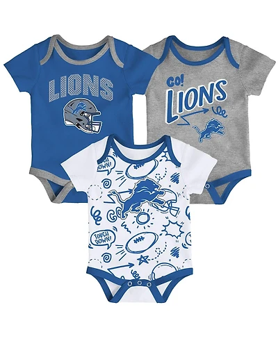 Outerstuff Infant 3-Piece Detroit Lions All Day Play Bodysuit Set
