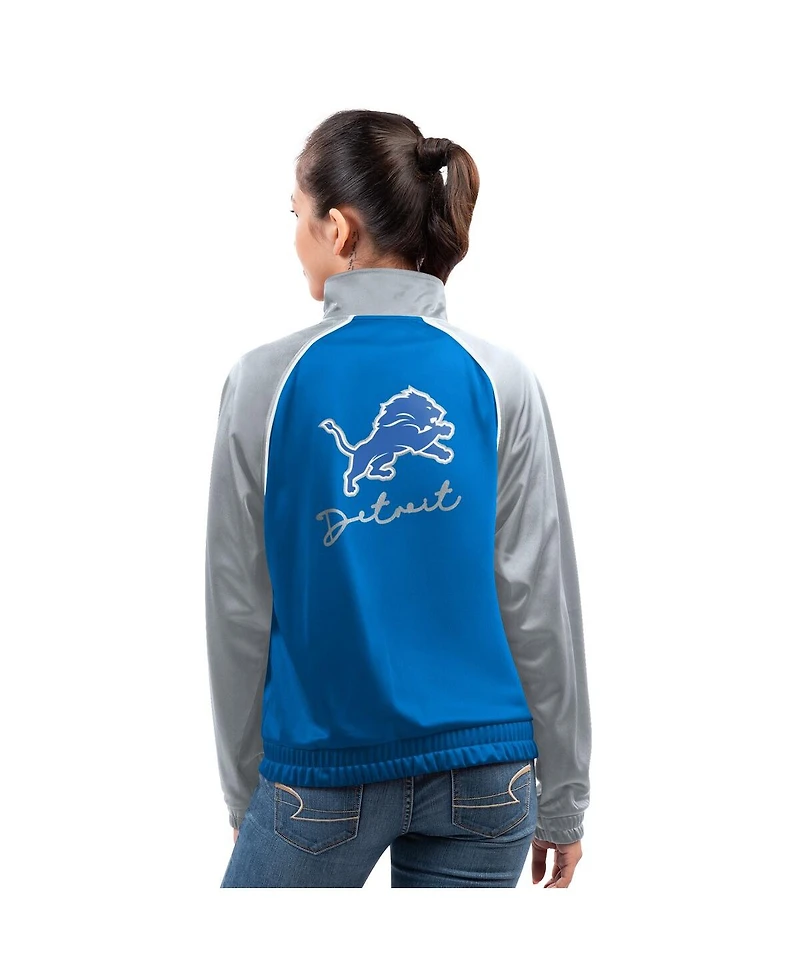 G-iii 4Her by Carl Banks Women's Blue Detroit Lions Replay Full-Zip Track Jacket