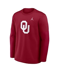 Jordan Men's Crimson Oklahoma Sooners 2025 Sideline Coach Performance Long Sleeve T-Shirt