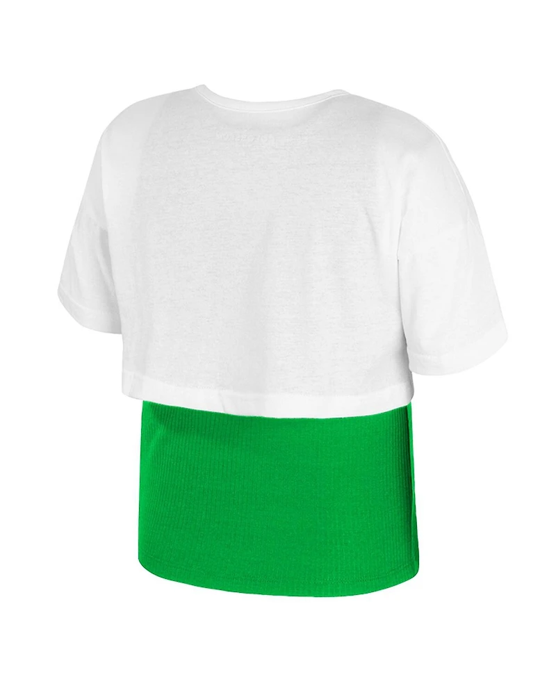 Colosseum Big Girls White Oregon Ducks Gale Cropped 2Fer Top