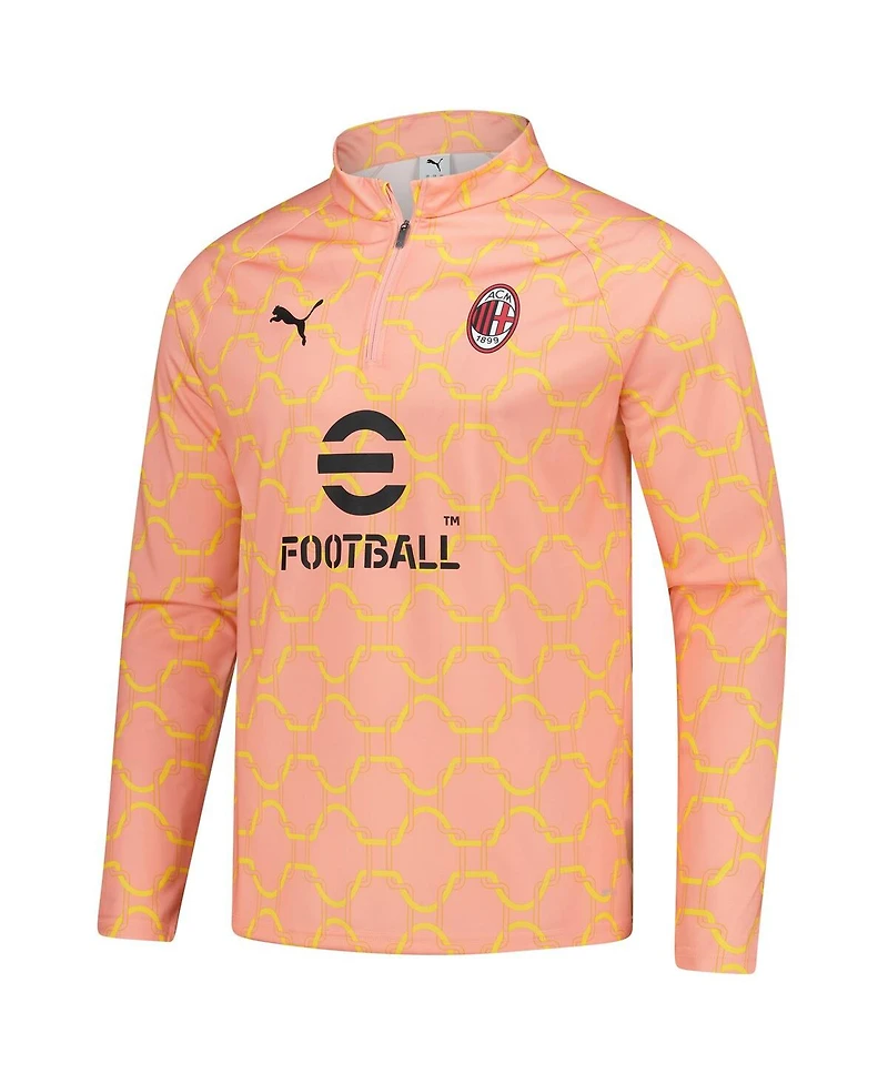 Puma Men's Light Orange Ac Milan 2025/26 Pre-Match DryCELL Quarter-Zip Sweatshirt