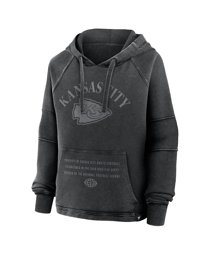 Fanatics Women's Black Kansas City Chiefs Oversized Raglan Gridiron Hoodie