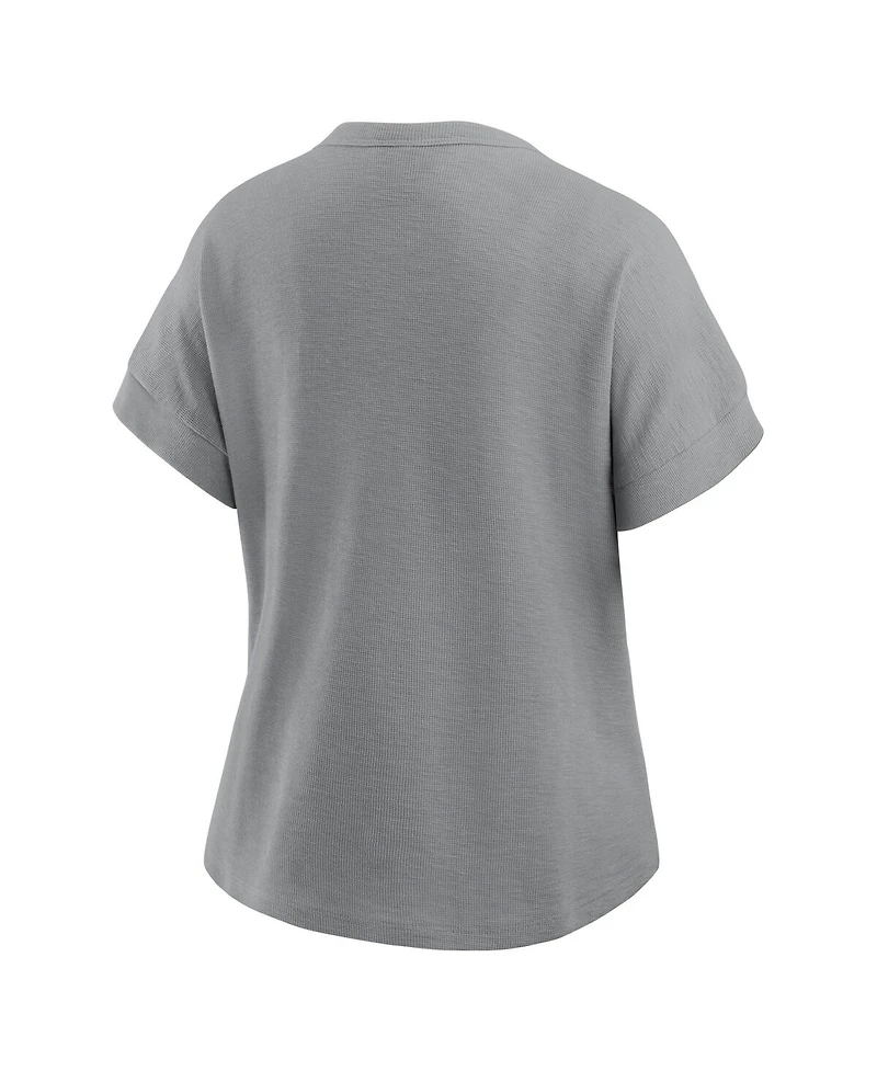 Fanatics Women's Heather Gray Kansas City Chiefs Oversized Hometown Premium Henley Shirt