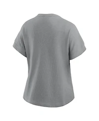 Fanatics Women's Heather Gray Kansas City Chiefs Oversized Hometown Premium Henley Shirt