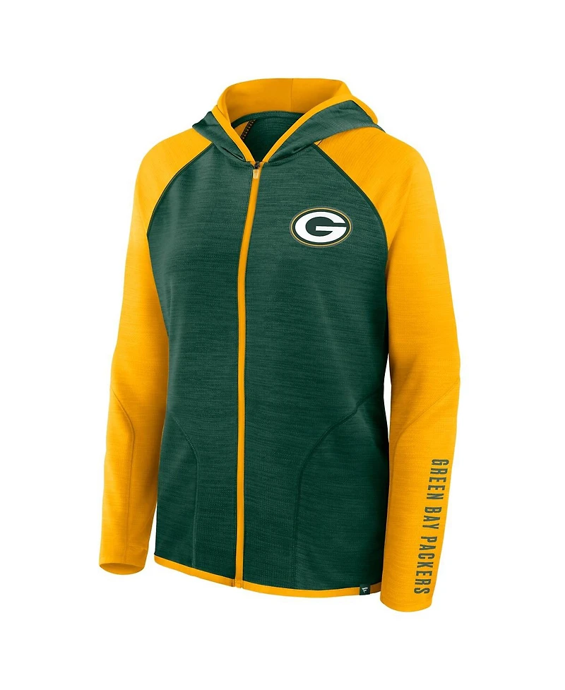 Fanatics Women's Green/Gold Green Bay Packers Redzone End Around Pass Raglan Full-Zip Hoodie