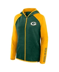Fanatics Women's Green/Gold Green Bay Packers Redzone End Around Pass Raglan Full-Zip Hoodie