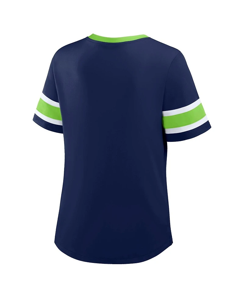 Fanatics Women's College Navy Seattle Seahawks Redzone Draw Play Athena Lace-Up T-Shirt