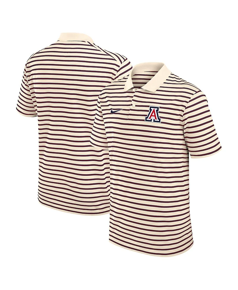Nike Men's Tan Arizona Wildcats Solid Foundation Striped Performance Polo Shirt