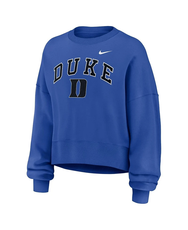 Nike Women's Royal Duke Blue Devils Oversized Phoenix Arch Pullover Sweatshirt
