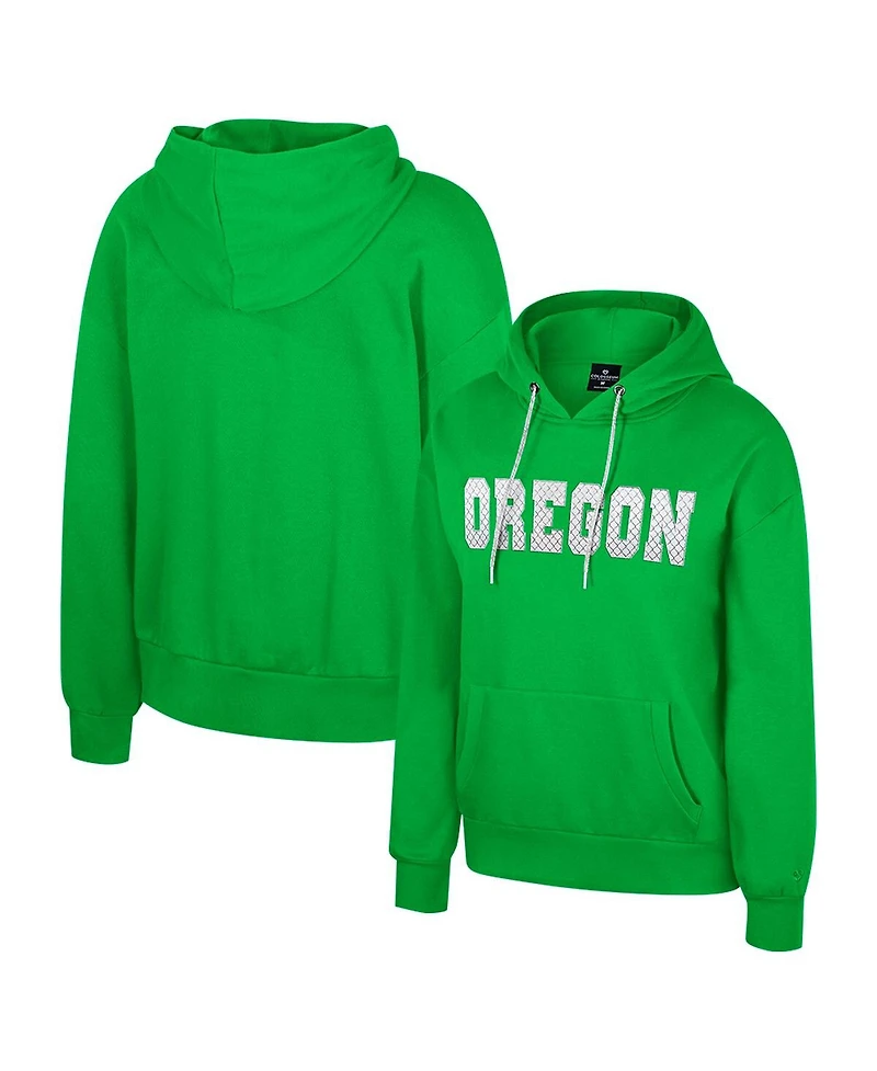 Colosseum Women's Green Oregon Ducks Reflection Rhinestone Drawcord Pullover Hoodie