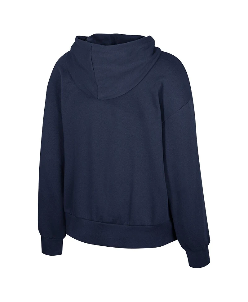 Colosseum Women's Navy West Virginia Mountaineers Reflection Rhinestone Drawcord Pullover Hoodie