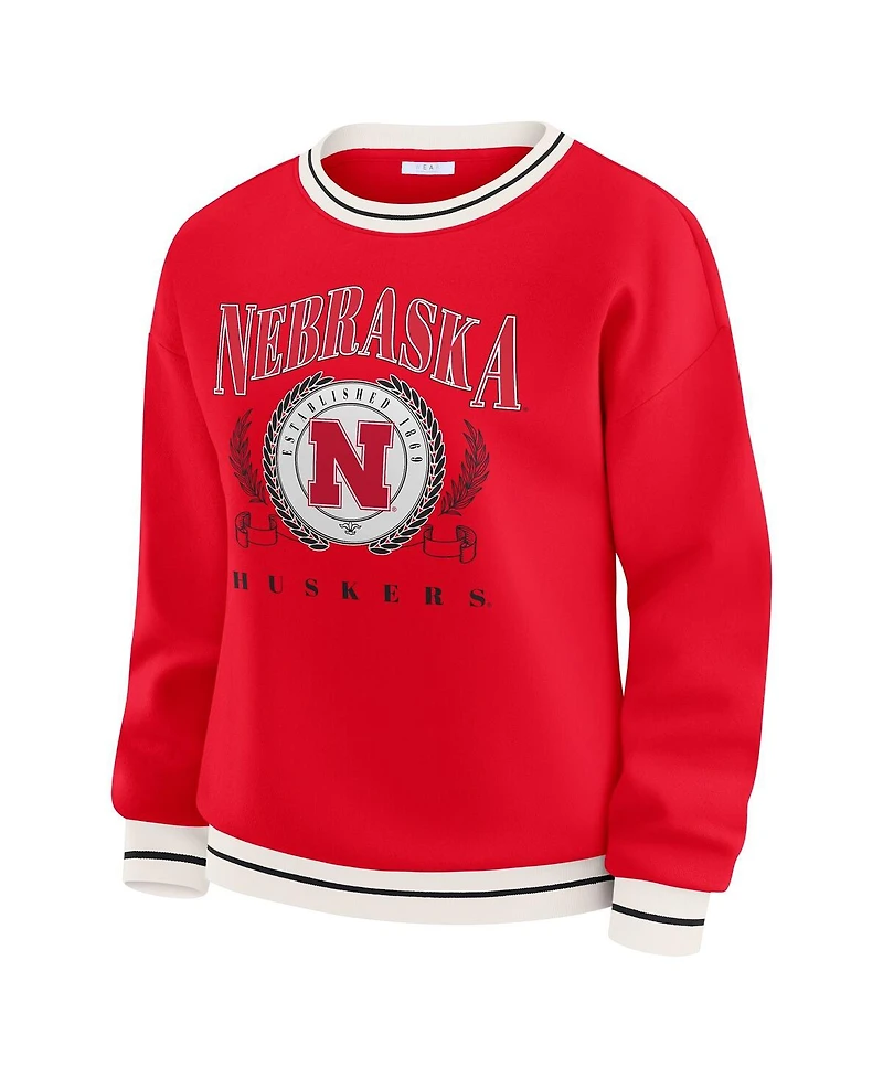 Wear by Erin Andrews Women's Scarlet Nebraska Huskers Seal Sweatshirt