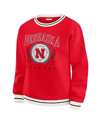 Wear by Erin Andrews Women's Scarlet Nebraska Huskers Seal Sweatshirt