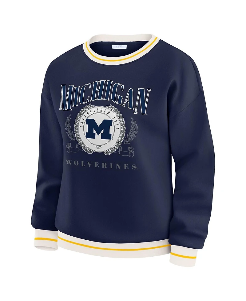 Wear by Erin Andrews Women's Navy Michigan Wolverines Seal Sweatshirt