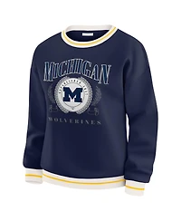 Wear by Erin Andrews Women's Navy Michigan Wolverines Seal Sweatshirt