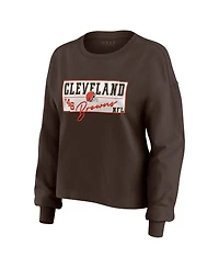 Wear by Erin Andrews Women's Brown Cleveland Browns Heavy Rugby Jersey Long Sleeve T-Shirt and Shorts Lounge Set