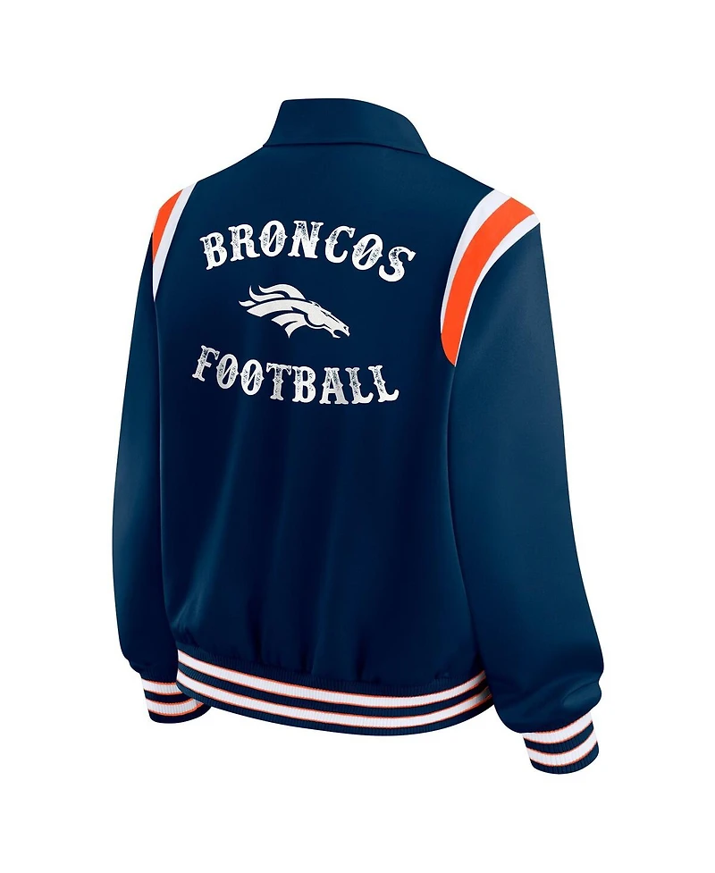 Wear by Erin Andrews Women's Navy Denver Broncos Varsity Lightweight Full-Snap Jacket
