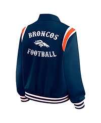 Wear by Erin Andrews Women's Navy Denver Broncos Varsity Lightweight Full-Snap Jacket