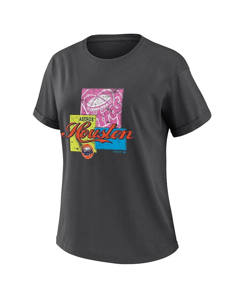 Wear by Erin Andrews Women's Charcoal Houston Astros Domestic Box Color Boyfriend T-Shirt
