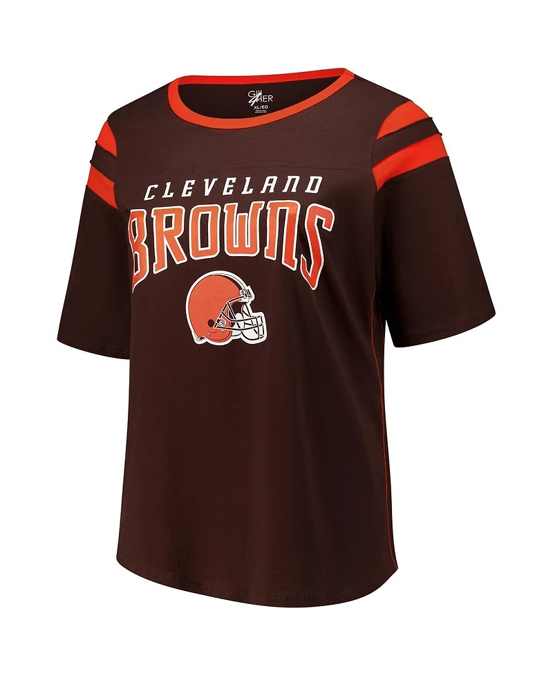 G-iii 4Her by Carl Banks Women's Brown Cleveland Browns Plus Linebacker T-Shirt