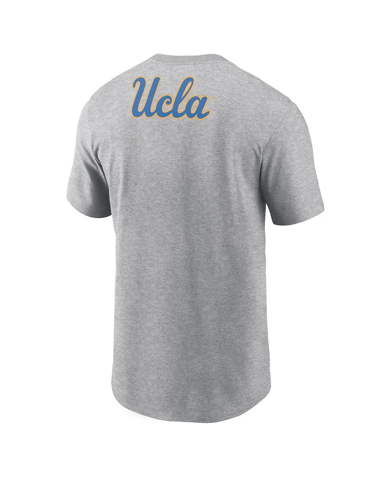Jordan Men's Heather Gray Ucla Bruins Campus 2-Hit Primary Mascot T-Shirt