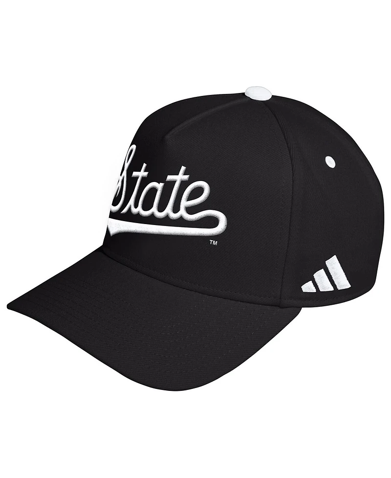 Adidas Men's and Women's Black Mississippi State Bulldogs Blackout A-Frame Adjustable Hat